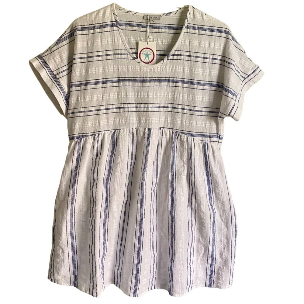 White Birch Weekend at the Lake Cotton Short Sleeve Dress with Pockets NEW NWT